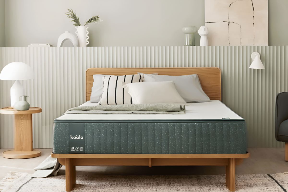 Koala Plus mattress on bed frame showcasing overall design and profile