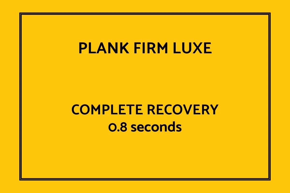 Plank Firm Luxe response time of 0.8 seconds complete recovery.