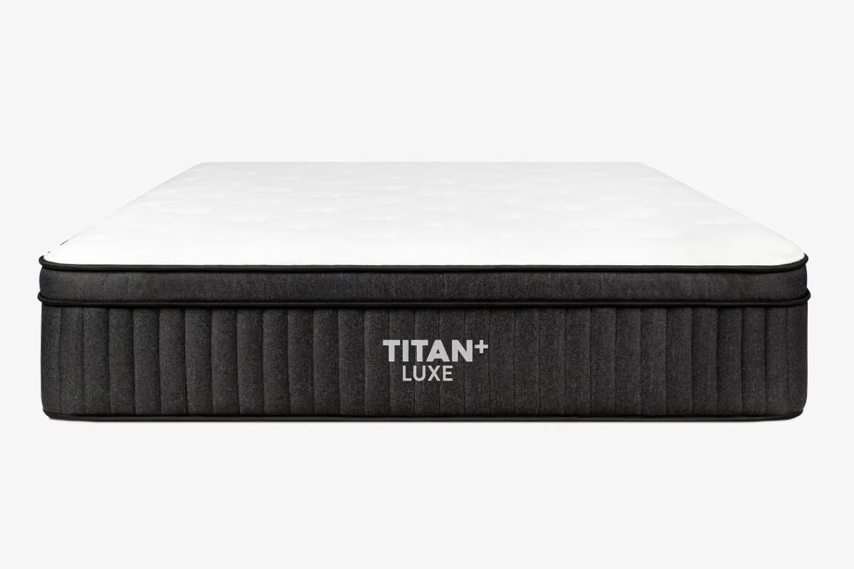 Front view of the Titan Plus Luxe Mattress highlighting the product customers receive during the trial and return period