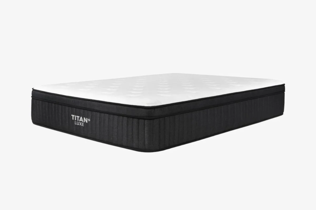 Angled product shot of the Titan Plus Luxe Mattress showcasing the premium build and comfort features included in the trial experience