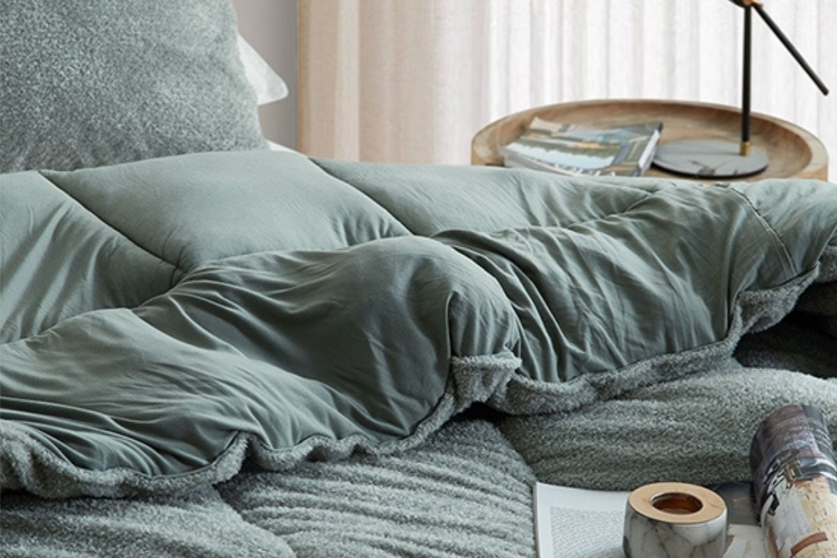 Twin XL comforter and bedding set sized to fit the longer dimensions of a Twin XL mattress