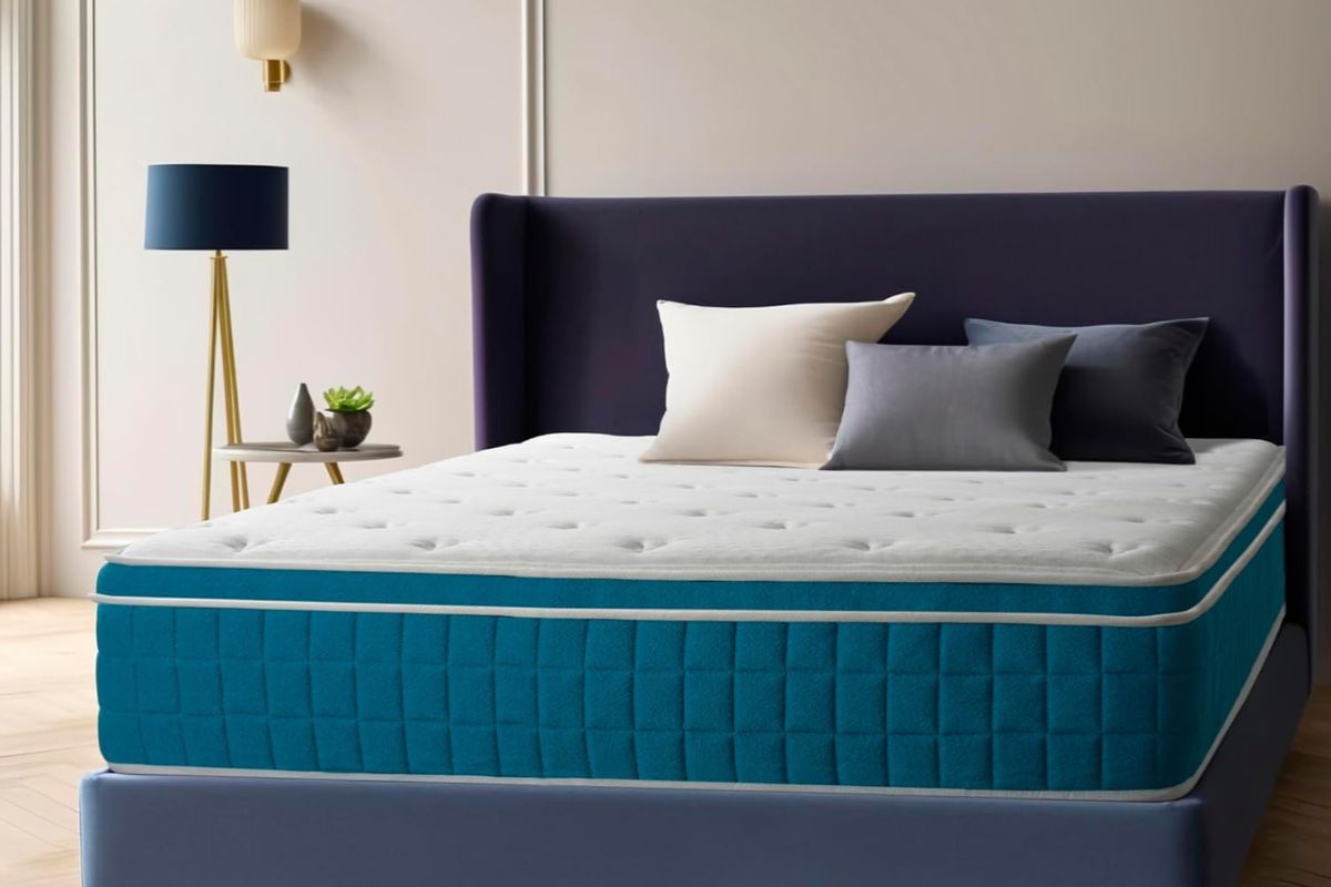 Twin mattress with plush pillow-top design showing a thicker mattress profile and comfort layers