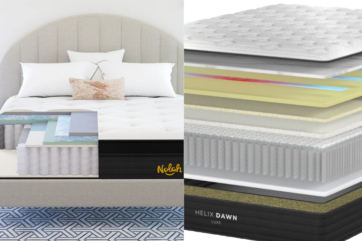 nolah evolution 15 and helix dawn luxe mattress comfort layer construction comparison
