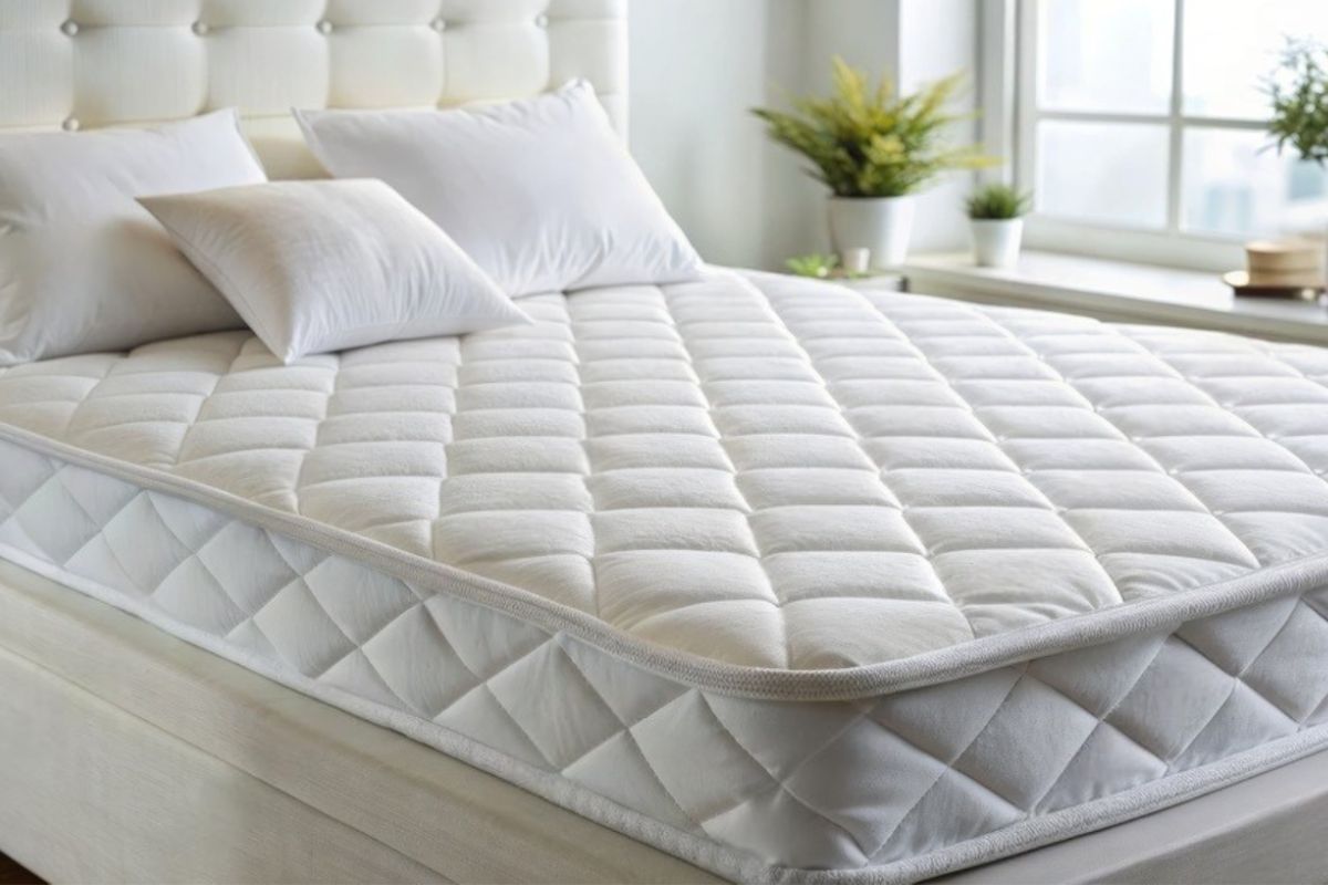 Cooling mattress with a breathable quilted sleep surface designed to improve airflow and help regulate body temperature