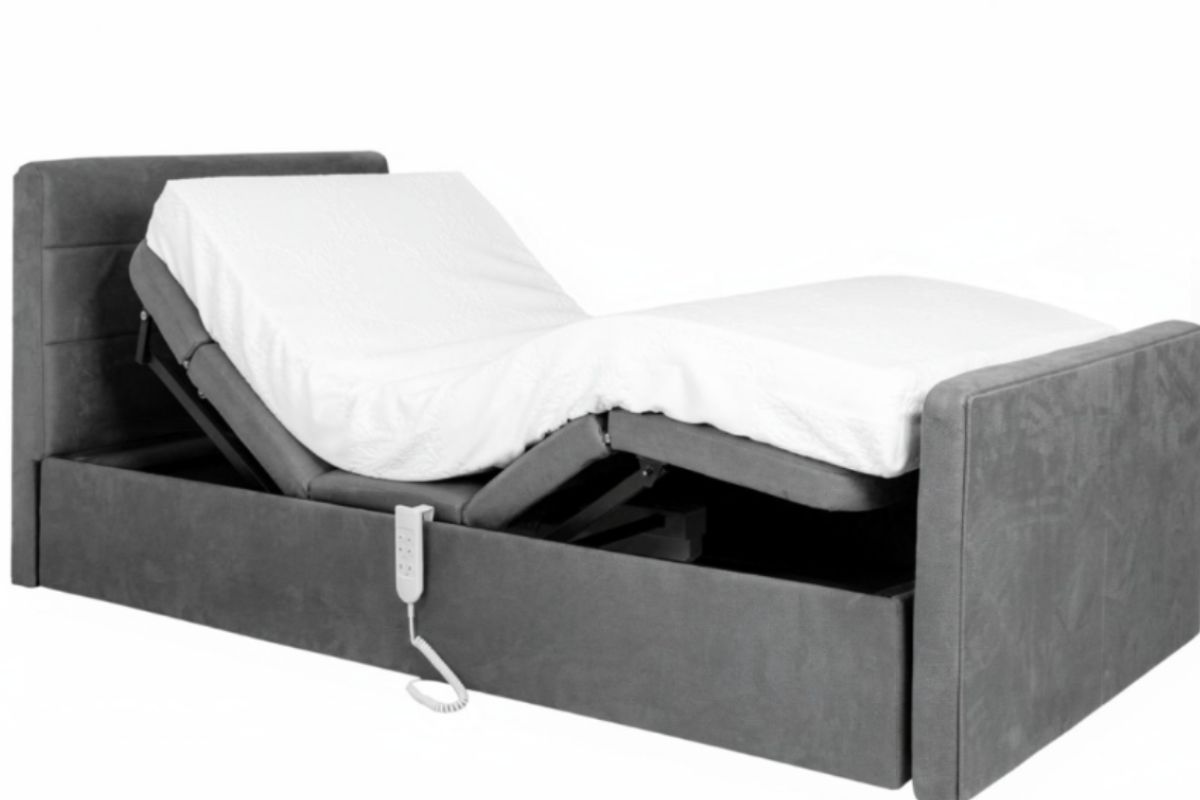 Adjustable bed base with a supportive mattress, demonstrating a sleep setup that can help relieve lower back pain by improving spinal positioning