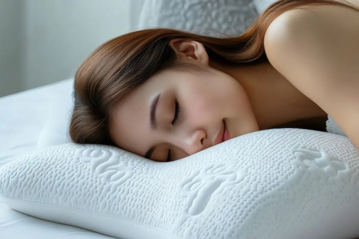 What’s the Best Pillow Firmness for Stomach Sleepers? Sleeper resting on a thin, supportive pillow designed to keep the head and neck aligned while sleeping on the stomach