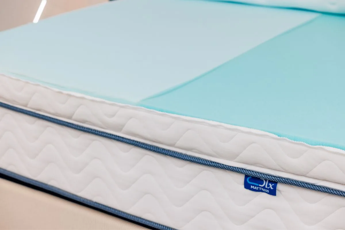 Close-up of the DLX LatexLux Hybrid Mattress surface showcasing the premium materials used for a safe sleep environment