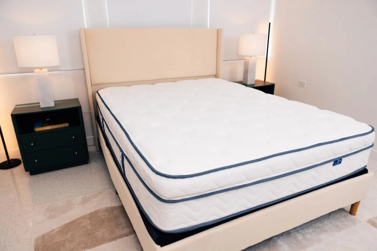 Close-up of the DLX LatexLux Hybrid Mattress quilted surface showcasing premium materials and proper mattress maintenance