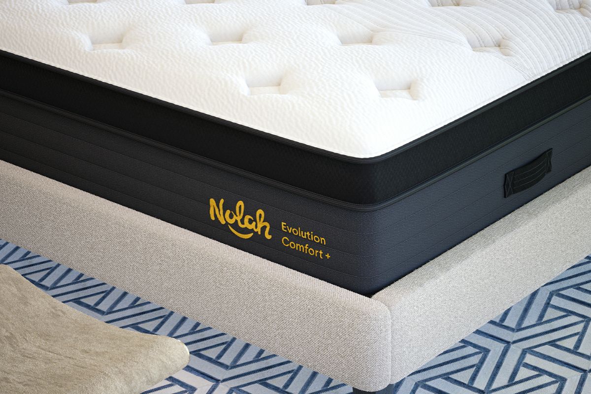 Close-up of the Nolah Evolution Comfort+ mattress highlighting its premium construction before the sleep trial begins
