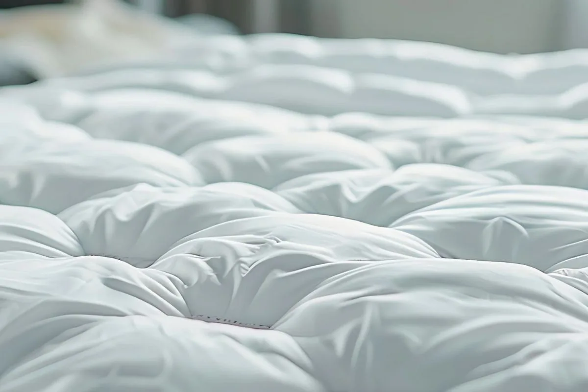 Close-up of a plush mattress surface highlighting its deep cushioning and pillow-like comfort